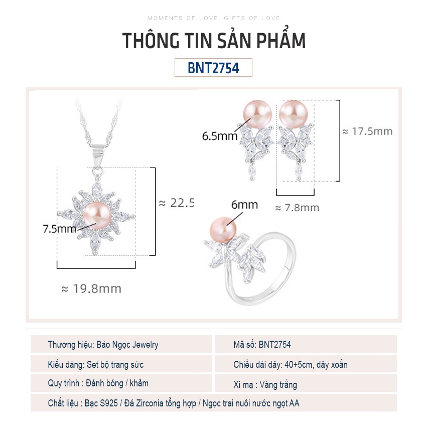 Nhẫn Bạc Nữ S925 Ngọc Trai Tự Nhiên Nuôi Khảm Đá Pha Lê Sang Trọng N2755 - Bảo Ngọc Jewelry