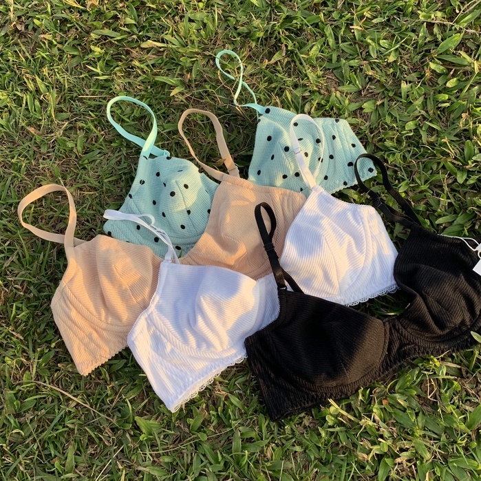 G02 BASIC SET Đồ Lót Có Gọng LEPONLEP Cotton Thun Gân Đen Trắng Xinh Xắn, Mềm Mại | BigBuy360 - bigbuy360.vn