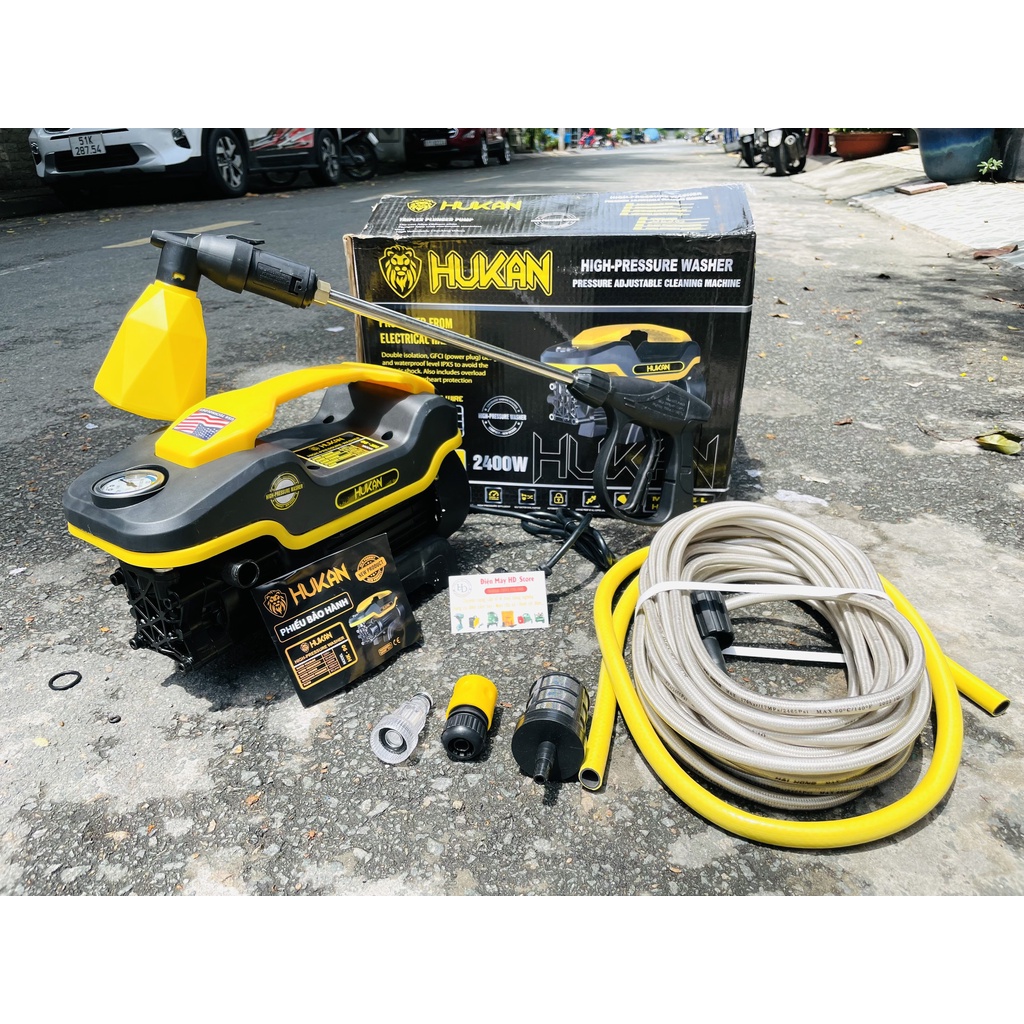 Máy rửa xe HUKAN HK-90.Công suất 2400W.moto từ  lõi đồng 100%. BH 1 Năm