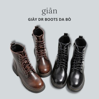 Giày boot MZDL cổ cao, giày bốt Martin da bò thật cao cấp phong cách vintage retro cổ điển có khóa kéo
