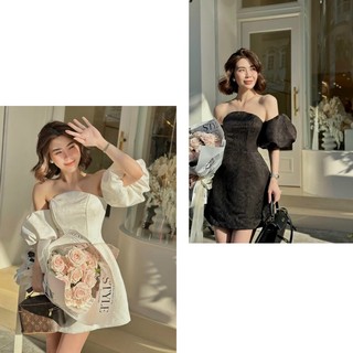 Đầm gấm trễ vai 2 màu - Chitchitstore