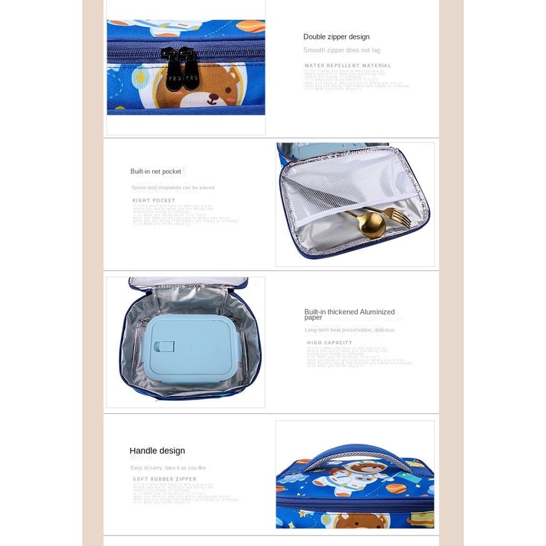 Túi Đựng Hộp Cơm Trưa Lót Giấy Nhôm Dày Dặn Cách Nhiệt Chống Thấm Nước Tiện Dụng Cho Học Sinh Tiểu Học