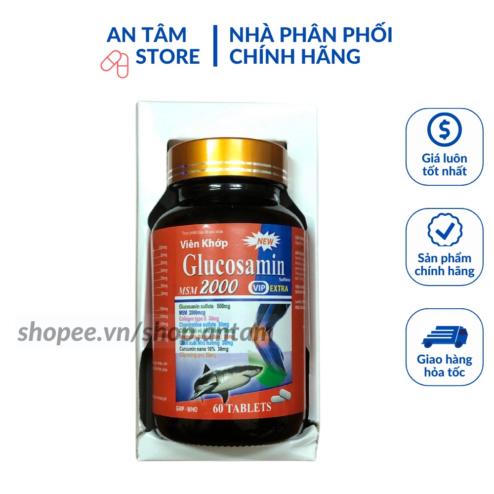 Viên khớp Glucosamin MSM 2000 - Giảm đau nhức mỏi xương khớp hộp 60 viên