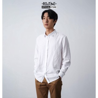 Áo sơ mi nam tay dài trơn cổ thường form regular - routine 10s21shl031c