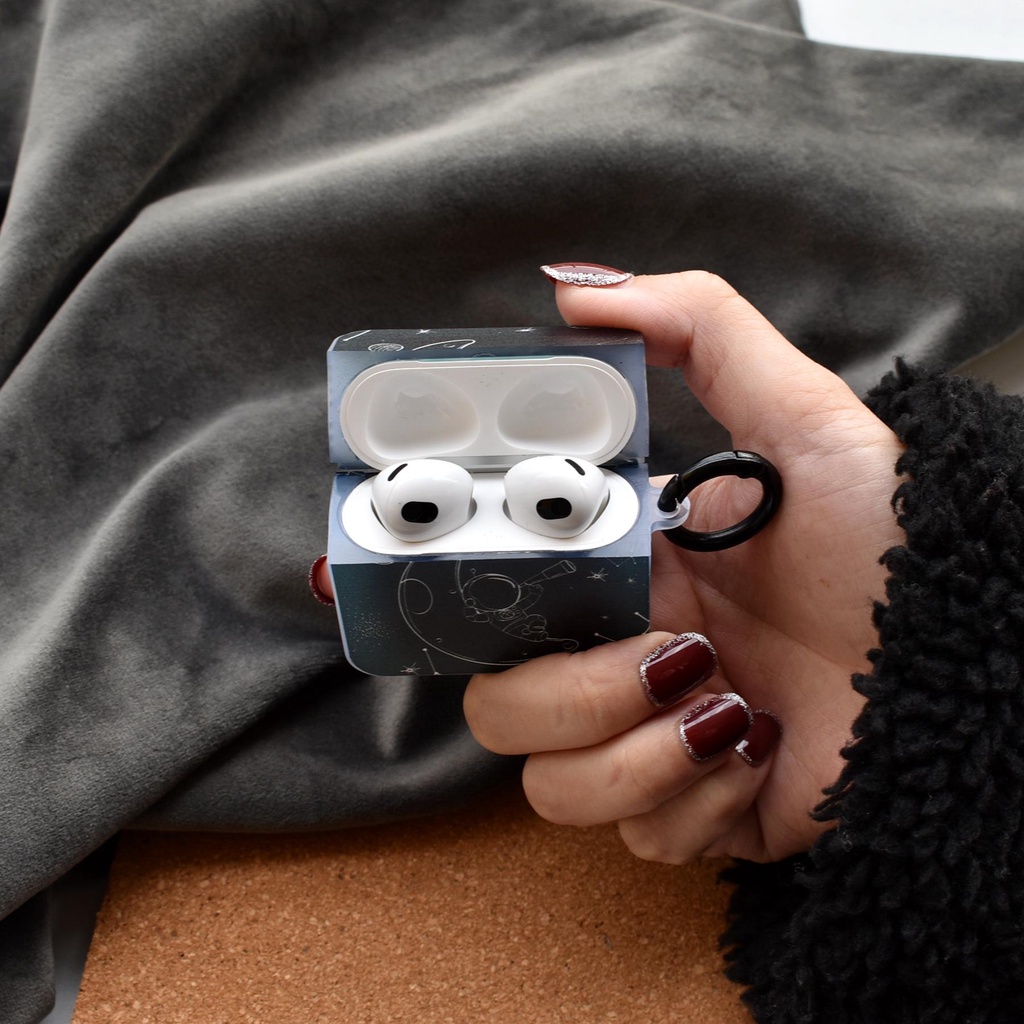 Vỏ Bảo Vệ Hộp Sạc Tai Nghe Bluetooth AirPods 1 2 3 Pro 2 2022 Bằng Silicon Hình Mặt Trăng / Phi Hành Gia Đơn Giản Thời Trang