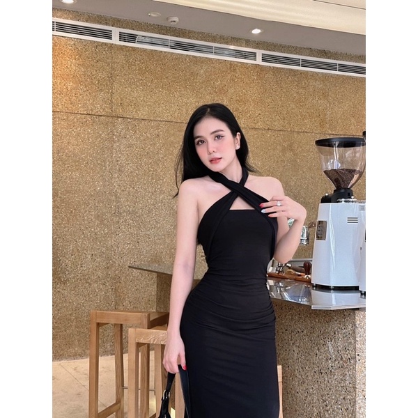 ĐẦM BODY DÁNG DÀI ĐUÔI CÁ CHÉO DÂY CỔ,MẶC 2 KIỂU