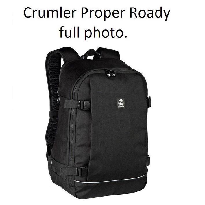 Balo máy ảnh Crumpler Roady Full Photo, vải chống nước màu đen, 2body đựng nhiều lens kèm ngăn laptop riêng.