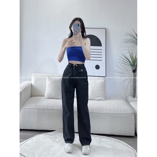  Quần jean bò ống rộng suông xuông nữ jeans cạp cao Emilyshop (J)