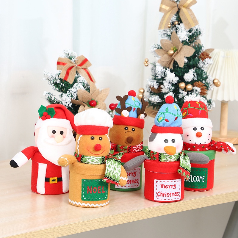 Quà tặng noel Hộp đựng kẹo giáng sinh 3 mẫu lựa chọn Ông già noel, Người Tuyết, Tuần lộc