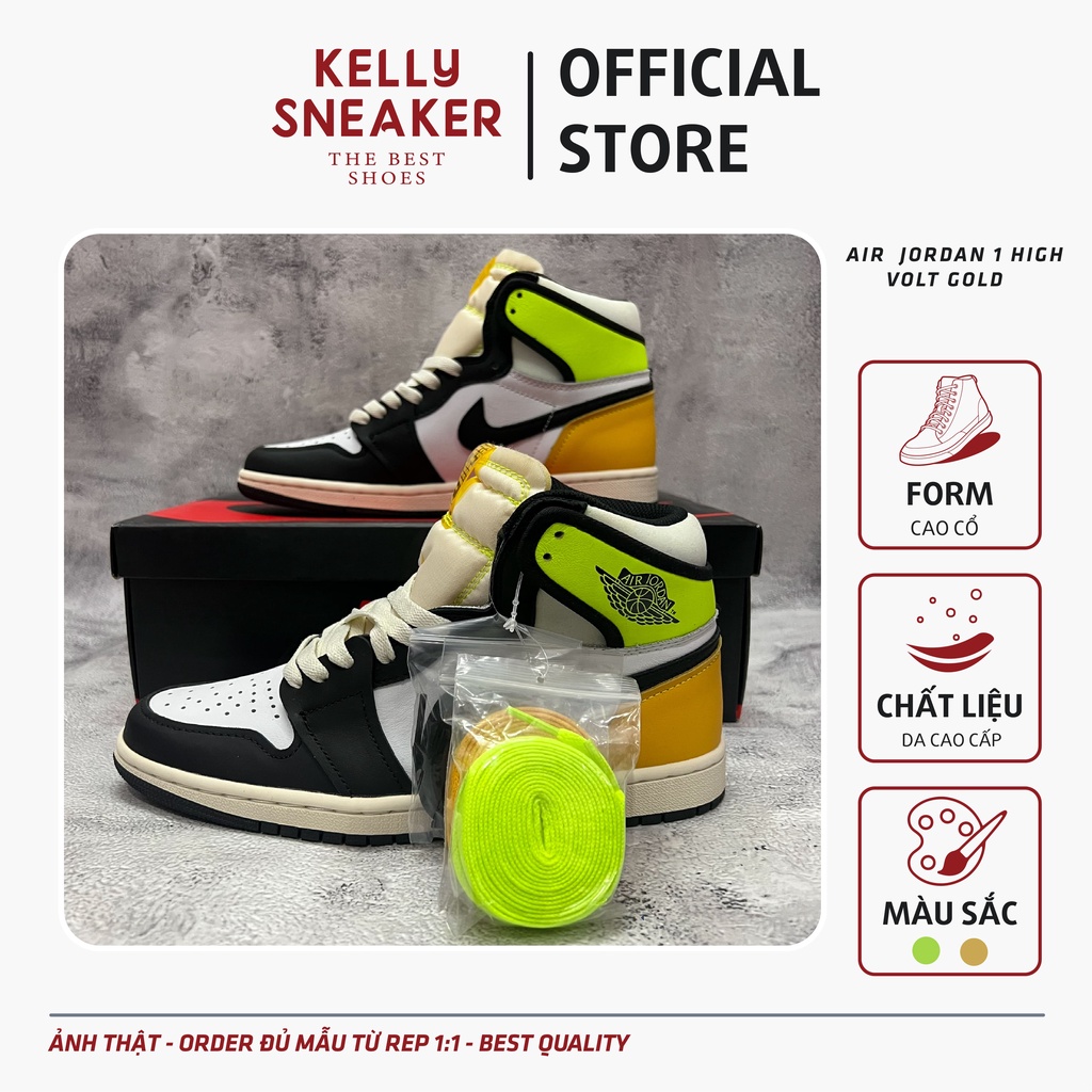 Giày Thể Thao Sneaker Jordan 1 High Volt Gold - Bản Cao Cấp(Ảnh Thật + Hàng Sẵn)