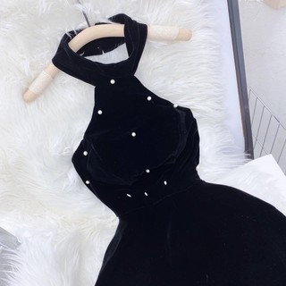 🌸🌸 ĐẦM NHUNG CỔ YẾM ĐÍNH CƯỜM