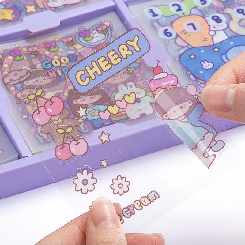 Sticker 200 tấm miếng dán trang trí Chống thấm nước Phong cách Hàn Quốc dễ thương