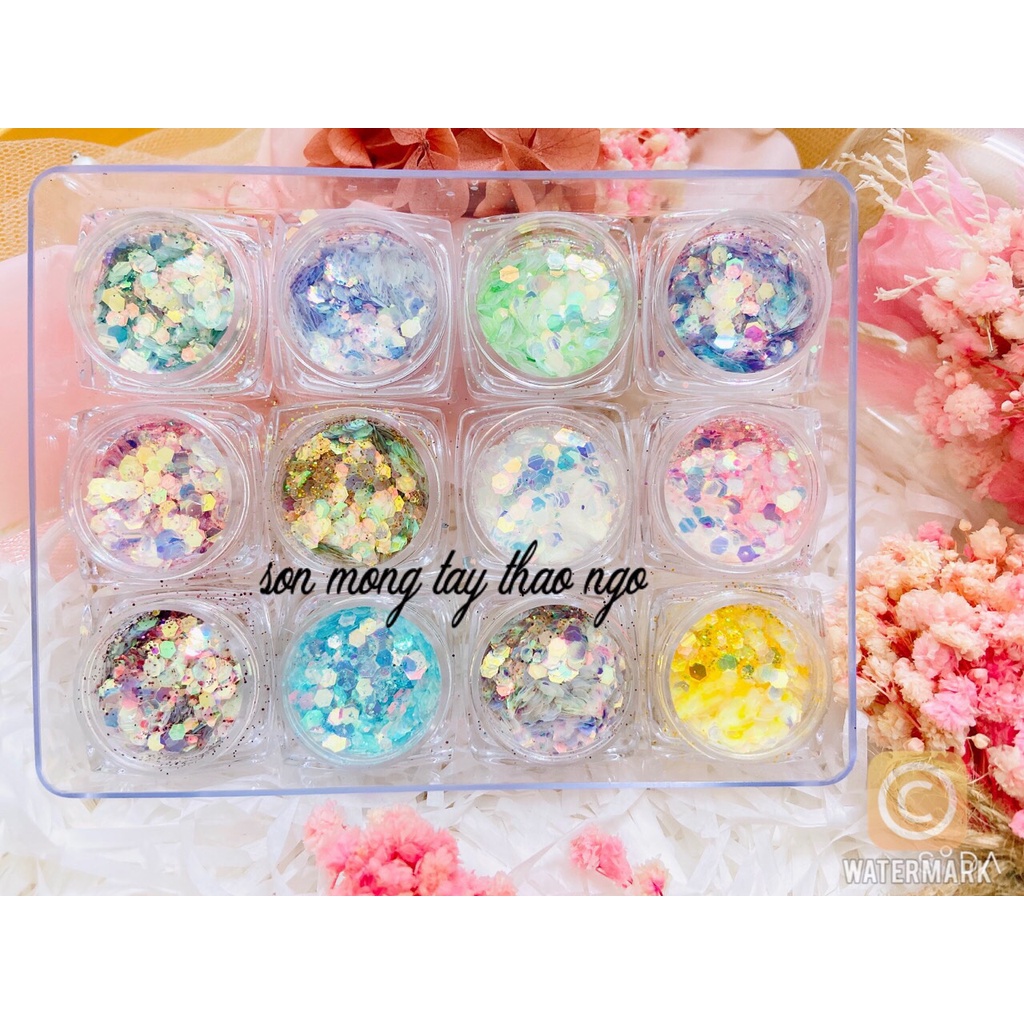 (Hàng mới về ) Nhũ vảy cá kim tuyến 12 màu siêu xinh dành cho Nail