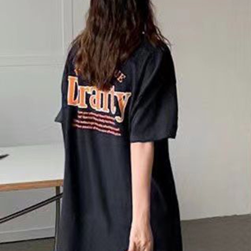 IELGY Đầm Tay Ngắn Dáng Rộng In Họa Tiết Hoạt Hình Dễ Thương Thời Trang Cho Nữ