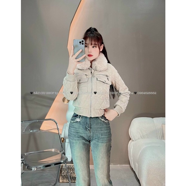 Áo khoác phao nhũ lót lông  hàng QC