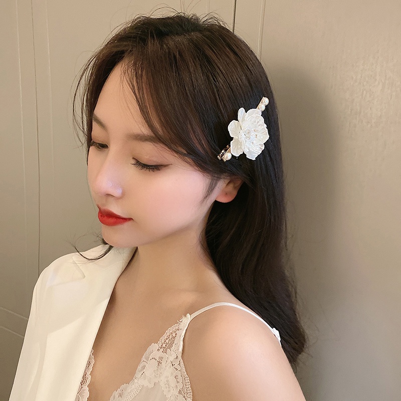 Kẹp Tóc Hình Hoa Chi Trà Đính Ngọc Trai Nhân Tạo Phong Cách Pháp Thời Trang Tinh Tế Cho Nữ