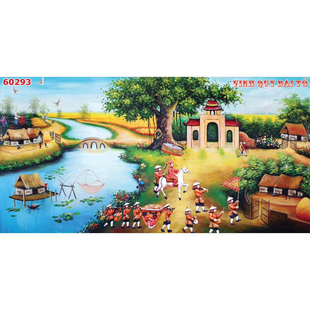 Tranh 3D Vinh Quy Quy Bái Tổ In Kiểu Sơn Dầu HOT HIT