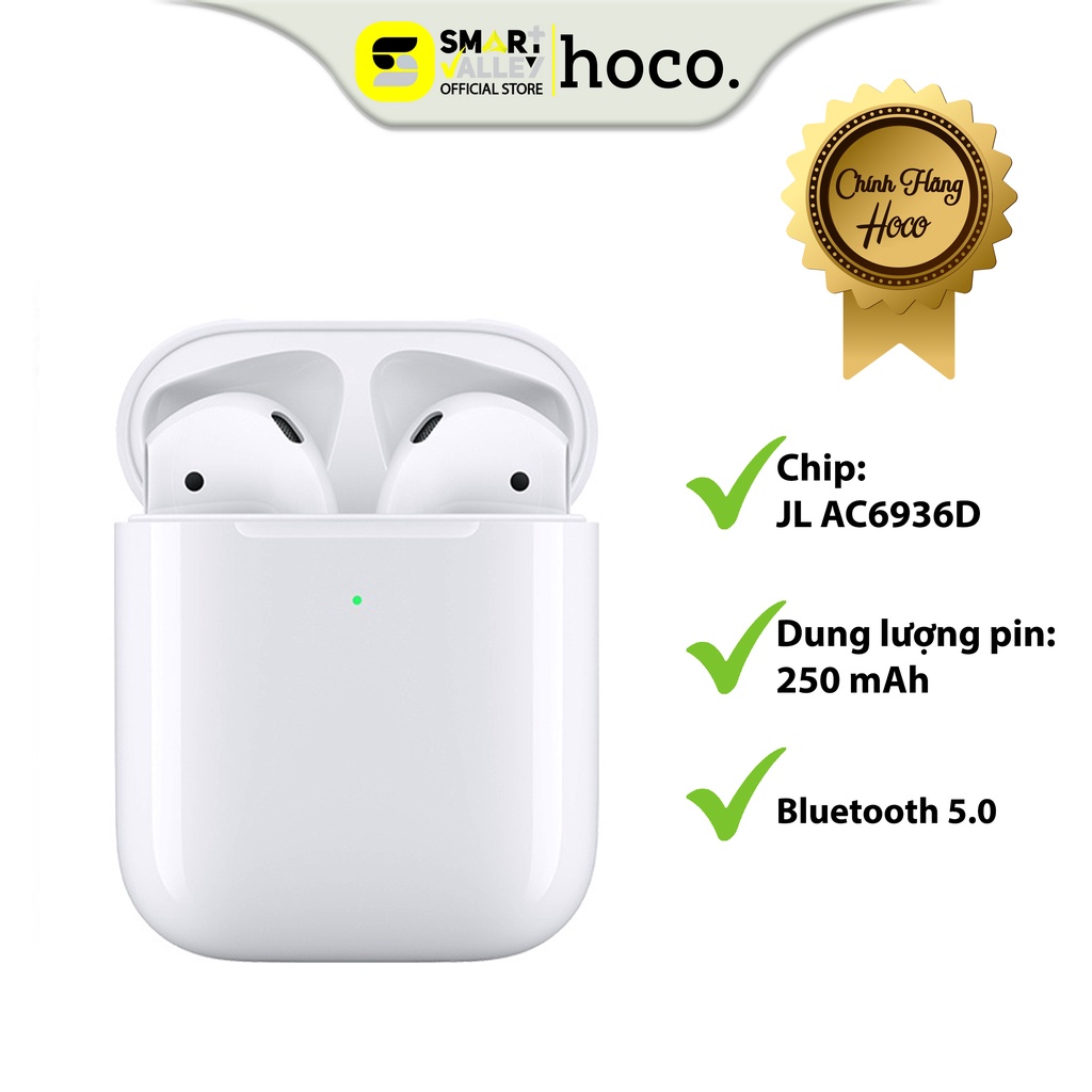Tai Nghe Không Dây Hoco EW02 Hỗ Trợ Đổi Tên, Chip JL AC6936D, Tần số 2.4GHz, Định Vị, Cảm Ứng Đa Điểm, Bluetooth 5.0