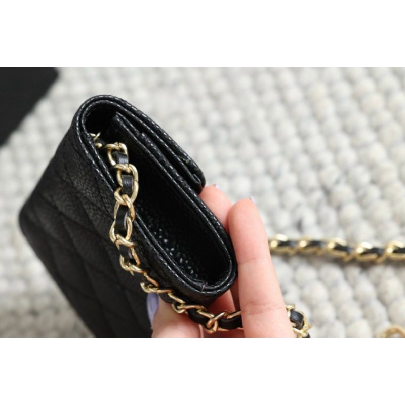 Túi đeo chéo mini dây logo sz12cm da thật cực chuẩn