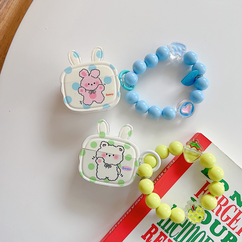 Vỏ Bảo Vệ Hộp Sạc Tai nghe không dây AirPods 1 / 2 3 Pro2 2022 Bằng Tpu Mềm Trong Suốt Hình Thỏ 3D Dễ Thương