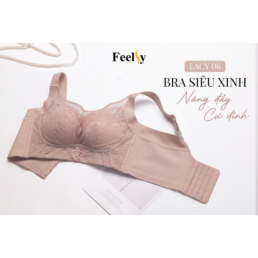 Áo ngực định hình bản to chống hằn, giảm mỡ lưng Bra Feelsy Lacy06 gọng giả, nâng ngực, chống xệ mặc trong đầm ôm bó