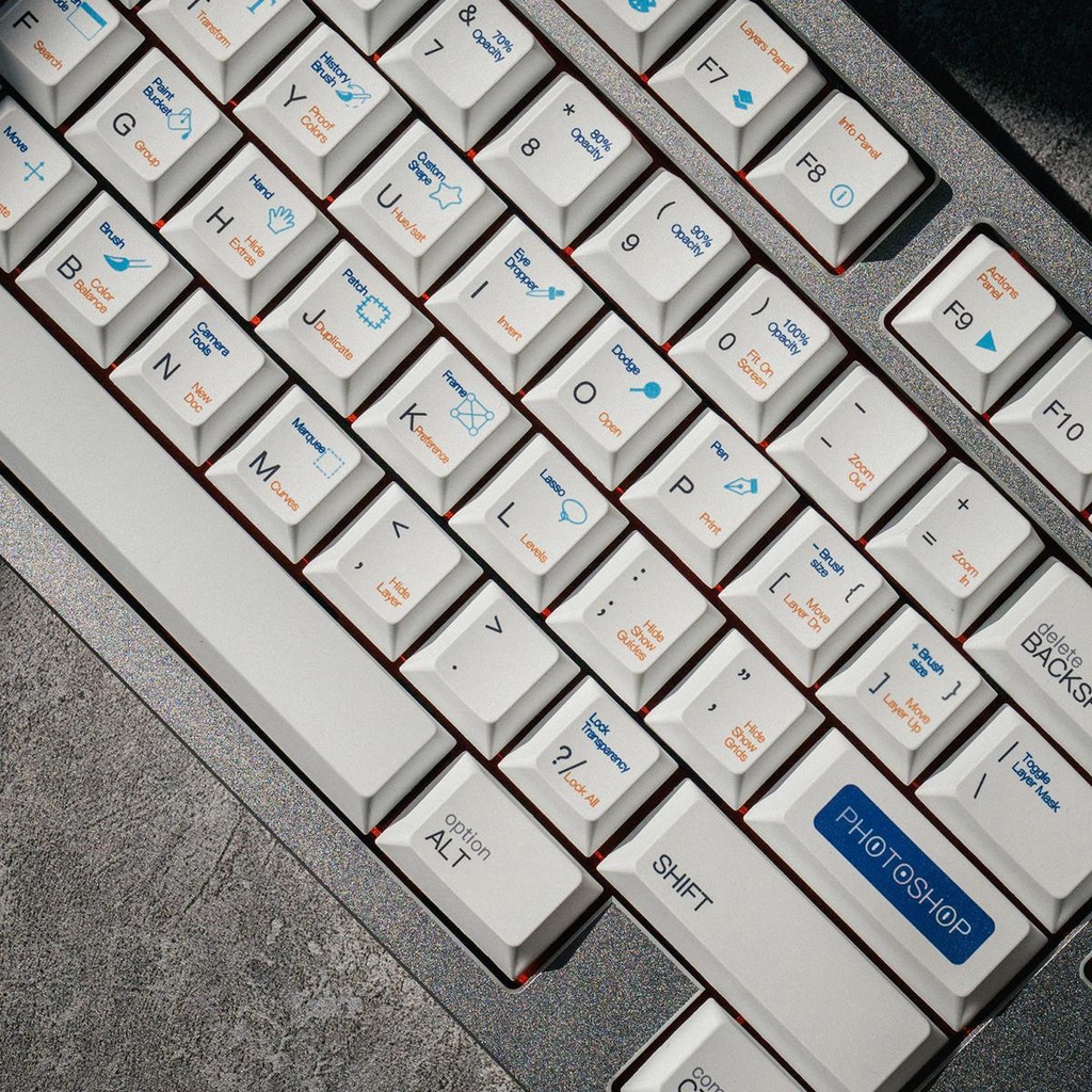 Bộ keycap Photoshop dành cho designer nhựa PBT cao cấp 134 phím dày 1,4mm - Kicap