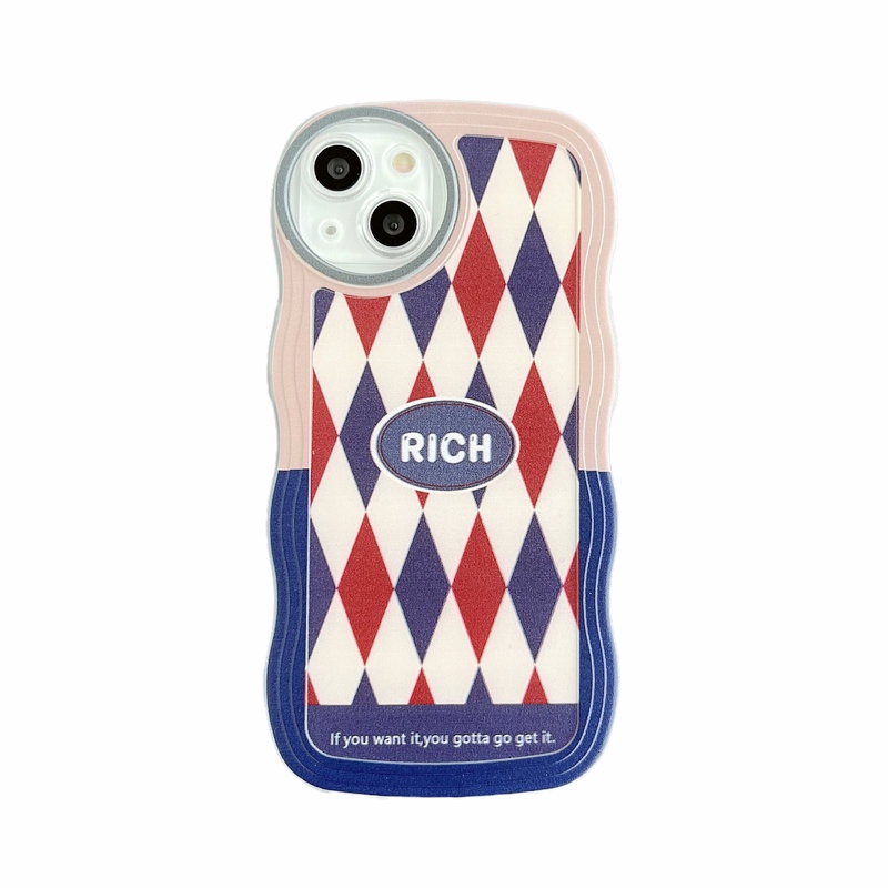 Casing For iPhone 14 13 12 11 Pro Xs max Mini 7 8 6 6S Plus X XR 14ProMax 13promax 12promax 11promax 6+6S+ 7+ 8+ Cute Waves Edge Fine Hole Lines Grid Rich Lucky Round Lens Airbag Shockproof protection Soft Phone Case BW 13