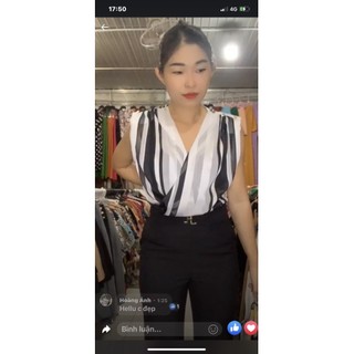 Áo lụa cổ đắp chéo vai đính cúc thanh lịch, công sở