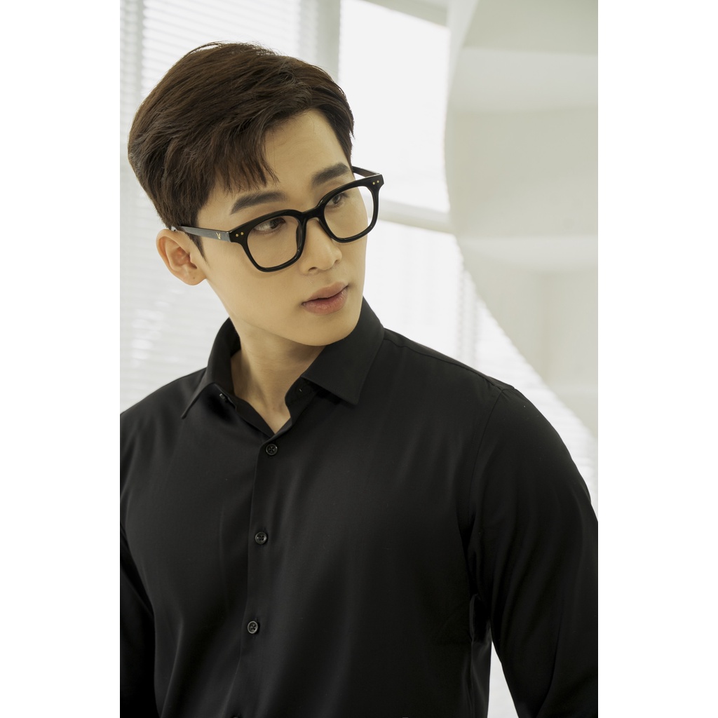 Áo Sơ Mi Americus Gosani Sọc Gân Mềm Màu Đen