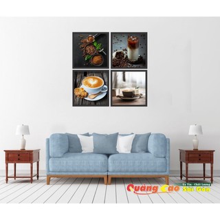 Bộ 4 tranh cứng dán tiệm cà phê - decal sài gòn