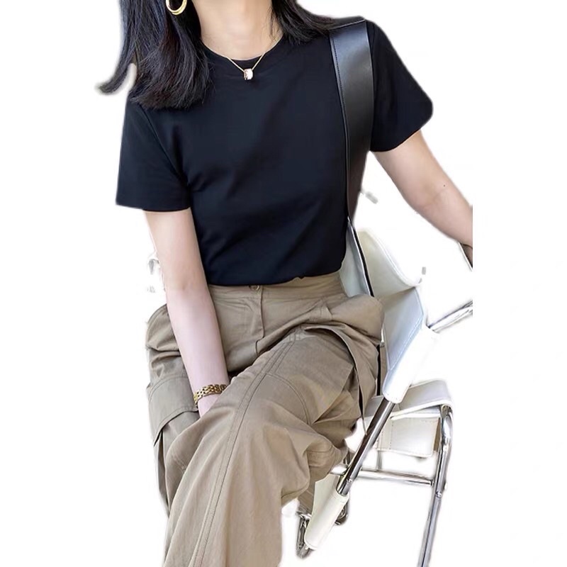 Áo thun trơn nữ Uni cổ tròn cộc tay dáng vừa basic Melya cao cấp, áo phông trơn nữ  UNi cotton đen trắng chất vải đẹp U1 | BigBuy360 - bigbuy360.vn