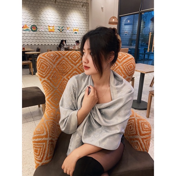 Khăn Lụa đũi ánh nhũ vàng bản dài 90x180cm - Khăn choàng hàng có sẵn