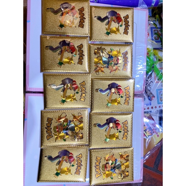 Bộ thẻ bài mạ vàng pokemon hộp 15 túi . túi 10 thẻvip