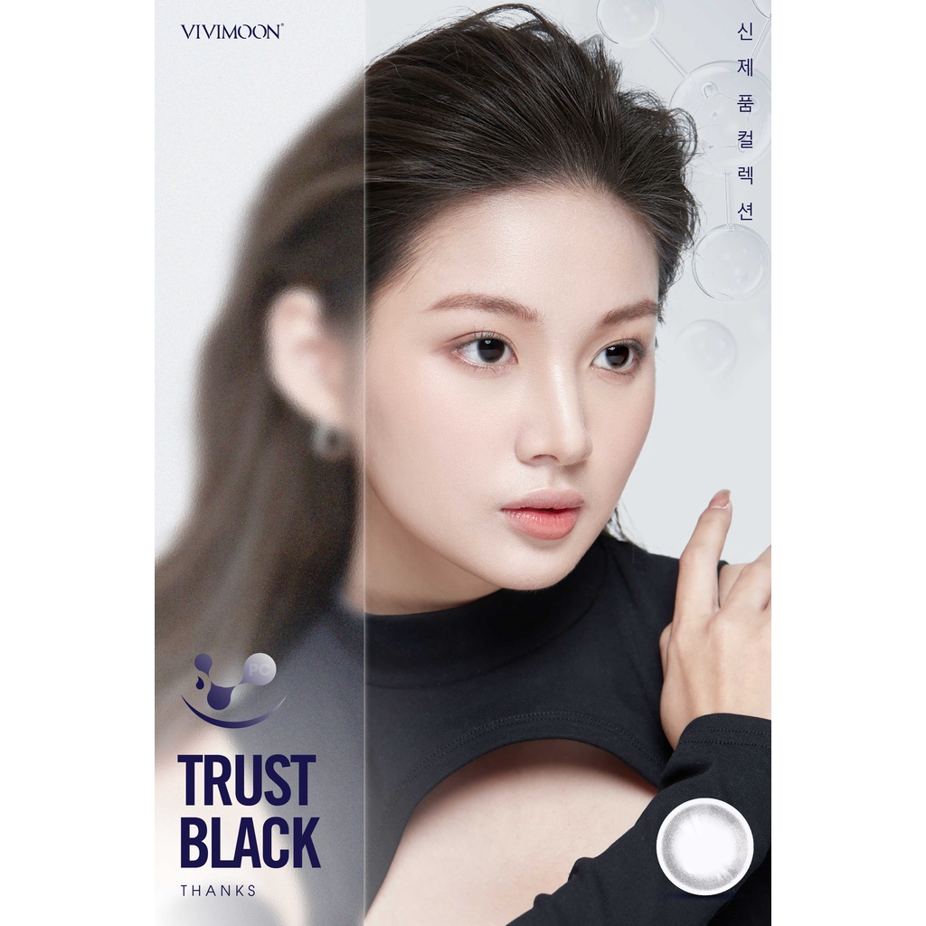 Kính áp tròng VIVIMOON LENS cận khóa ẩm màu đen tự nhiên Trust Black Moisture