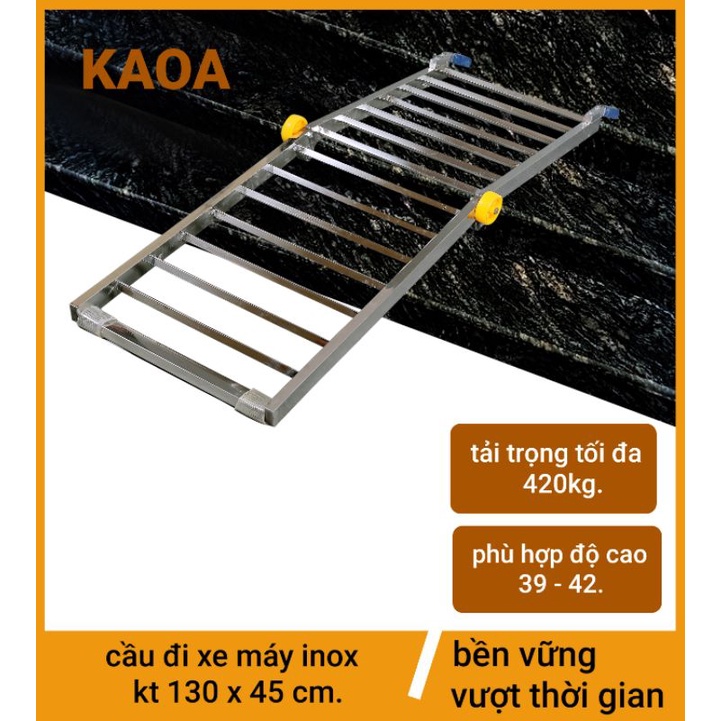 Thang dắt xe máy inox. KT 130x45cm ( bảo hành 12 tháng )