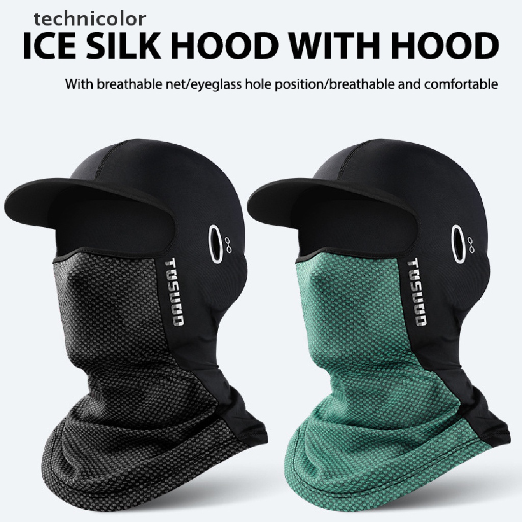 Technicolor Mũ Trùm Đầu Bằng Lụa Lạnh Chống Nắng Dùng Khi Lái Xe Mô Tô Mùa Hè TYG