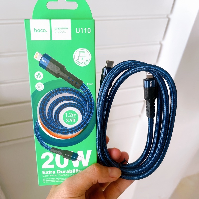 Cáp Hoco Typec Ra Ip Bọc dù sạc nhanh 20w