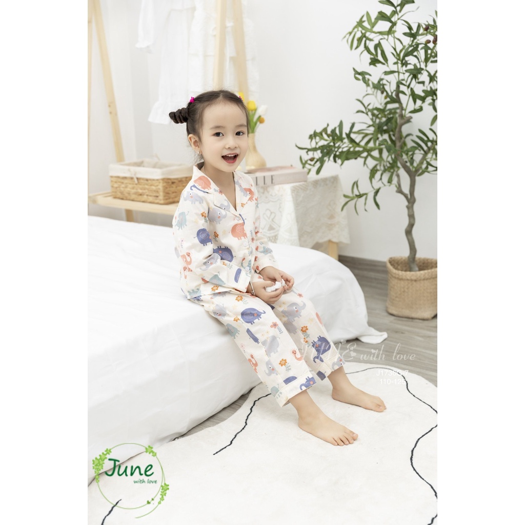 Bộ đồ ngủ pijama cho bé gái size đại 9-30kg đồ ngủ dài tay cho bé gái June - SGPB