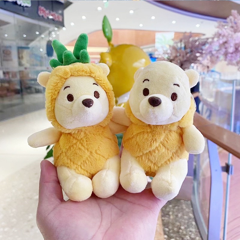 Móc khoá trang trí gấu bông mini gấu Pooh có thể tháo nón