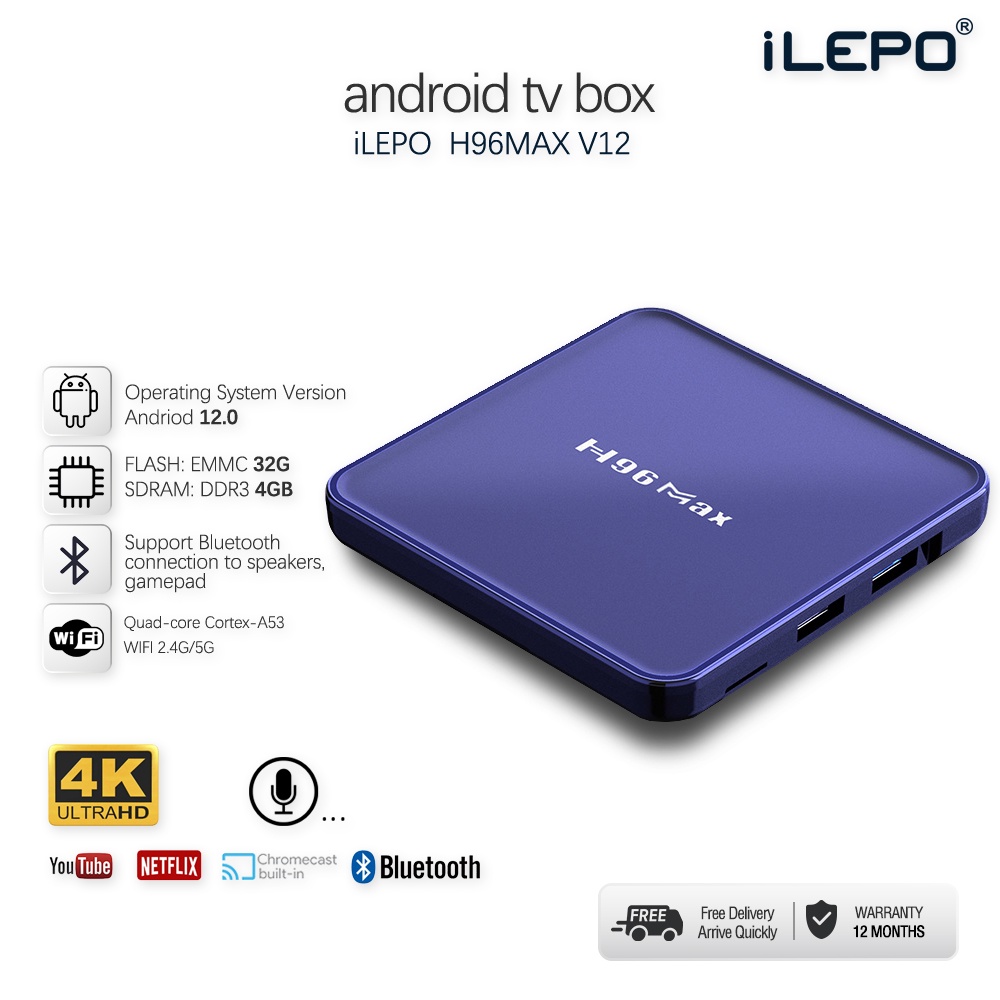 Tv box ram 4G Bộ nhớ 32G android 12 video 4K cực nét hỗ trợ Bluetooth Wifi kép bảo hành 12 tháng H96MAX V12 android box | BigBuy360 - bigbuy360.vn