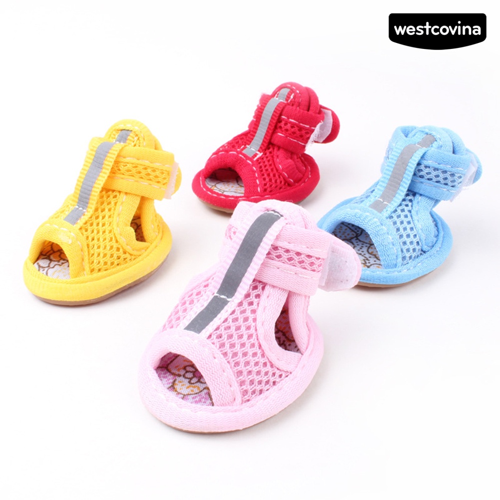 [Hot]♝Set 4 Đôi Xăng đan Đế Cao Su Chống Trượt Màu Sắc Đa Dạng Cho Thú Cưng