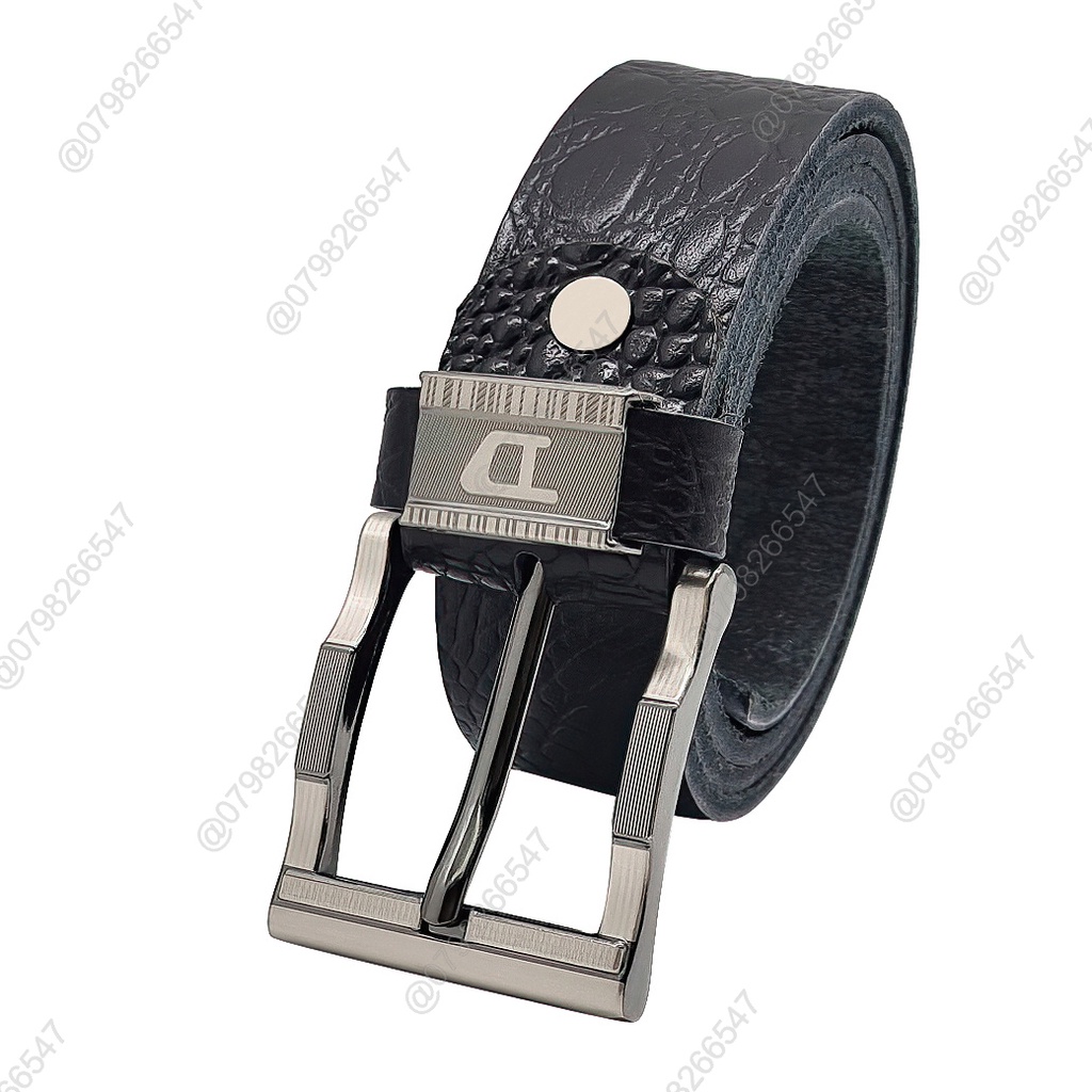 Thắt lưng da bò dập vân cá sấu DHM-130 | Đầu khoá kim nguyên khối kiểu lượn sóng | Bảo hành 12 tháng
