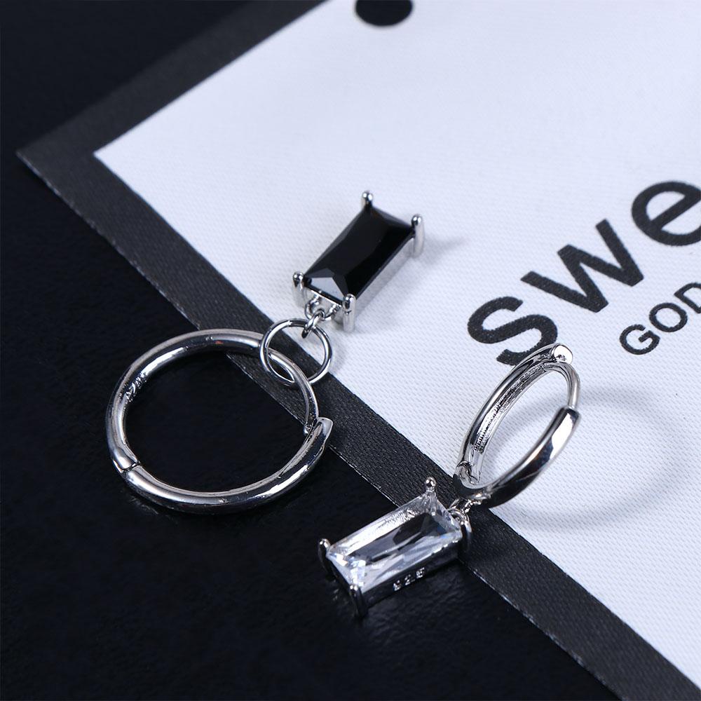 Khuyên Tai Vòng Màu Đen Phong Cách Gothic Thời Trang|Khuyên Tai Thép Titan Đính Đá Zircon Thời Trang