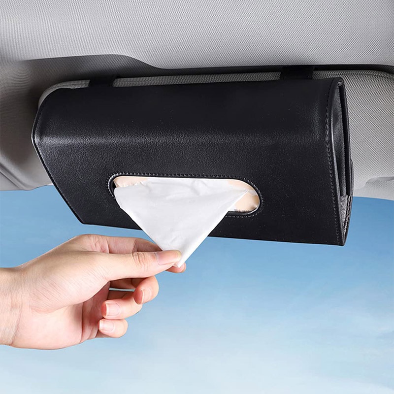 Túi Da Đựng Khăn Giấy Treo Tấm Che Nắng Xe Hơi Có Thể Rút Lại