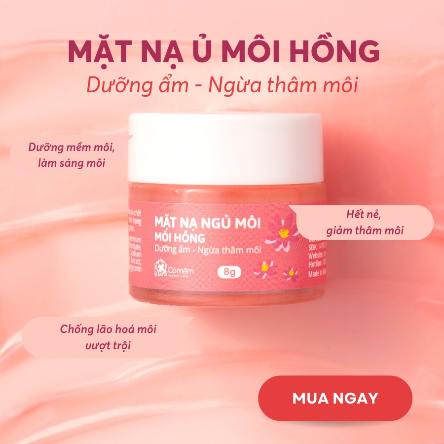 Combo Môi Hồng Gồm Son Dưỡng Hồng Môi Và Tẩy Da Chết Giảm Thâm Cỏ Mềm