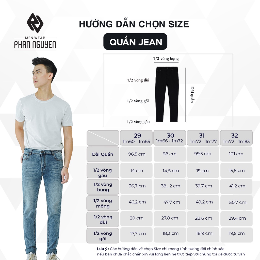 Quần bò nam dáng dài Phan Nguyễn kiểu dáng slim fit, thiết kế đơn giản, hiện đại, chất liệu cotton thoángmastt QBD.028