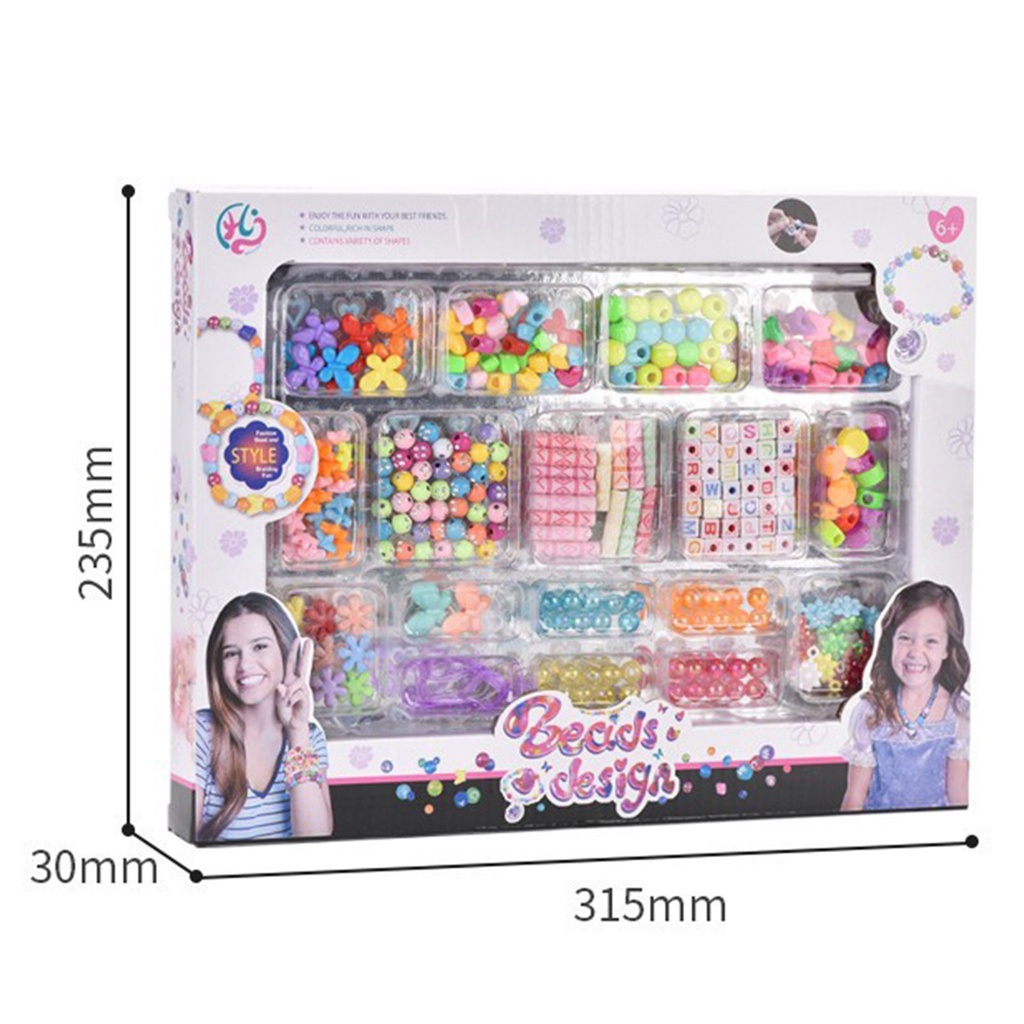Bộ hạt xâu chuỗi làm vòng tay và nhẫn sành điệu thủ công DIY cho bé gái