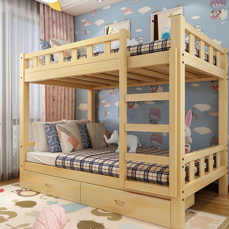 Giường tầng, giường gỗ thông không mối mọt KT 90 x 190 x 160 , Tặng Tab Đầu Giường