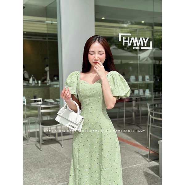 Đầm Hoa Xẻ 1 Bên