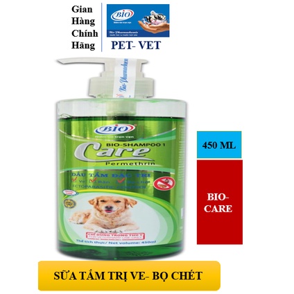 SỮA TẮM BIO-CARE 450ML. Chó, mèo nhiễm ve, rận, bọ chét